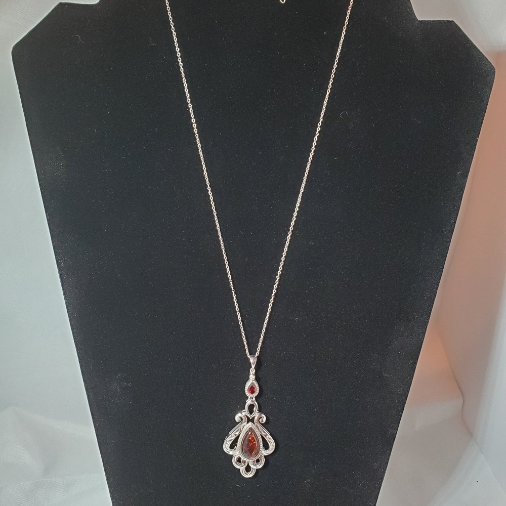 Nwot Sterling silver Amber filigree necklace